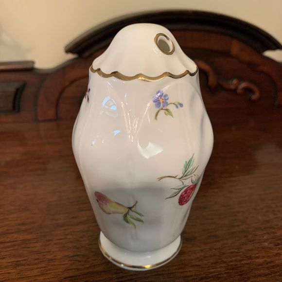 Aynsley Florida White Sugar Pepper Shaker Gold Trim Fruits Pear Apple England - Picture 4 of 8